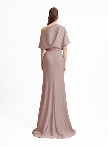 Gemy Maalouf Asymmetrical Draped Neckline Gown No. 1955