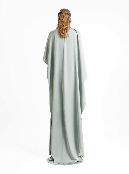 Gemy Maalouf Asymmetrical Sleeve Cape-Like Gown Blue