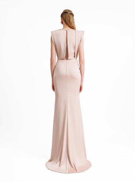 Gemy Maalouf Wide Shoulders Draped Gown