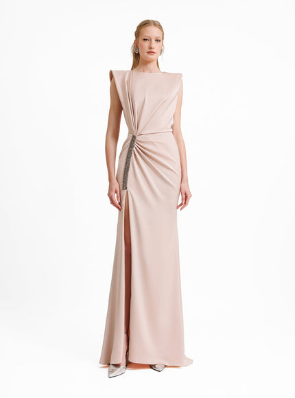 Gemy Maalouf Wide Shoulders Draped Gown