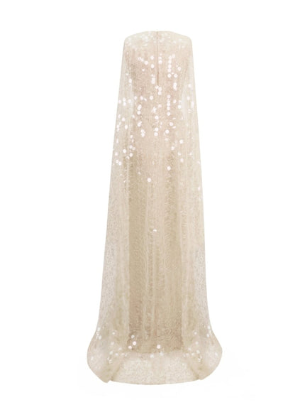 Gemy Maalouf Draped Gown With Beaded Cape
