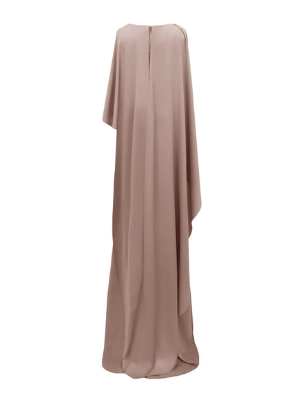 Gemy Maalouf Asymmetrical Sleeve Cape-Like Gown Brown