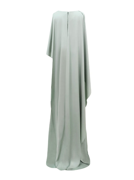 Gemy Maalouf Asymmetrical Sleeve Cape-Like Gown Blue