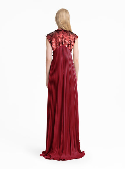 Gemy Maalouf Sequin Gown With Plissé Cape