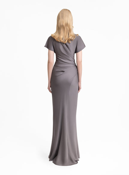 Gemy Maalouf Asymmetrical Draped Satin Gown