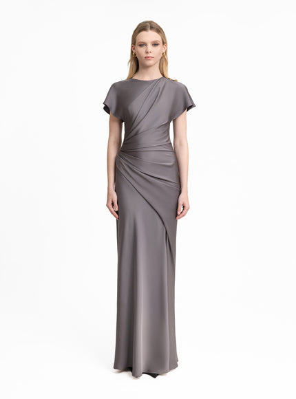 Gemy Maalouf Asymmetrical Draped Satin Gown