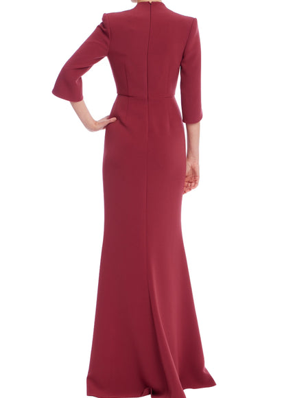 Badgley Mischka Embellished V-Neck Column Gown
