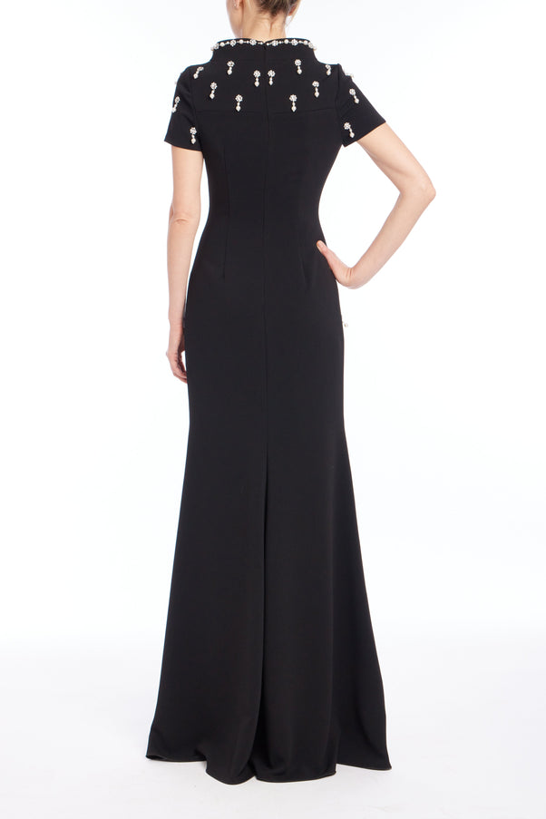 Badgley Mischka Cap Sleeve Beaded Gown