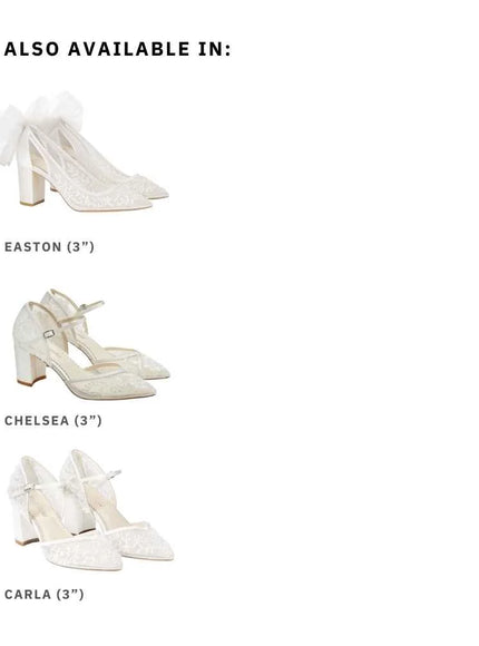 Bella Belle Carla Floral Beaded Lace D’Orsay Block Heels