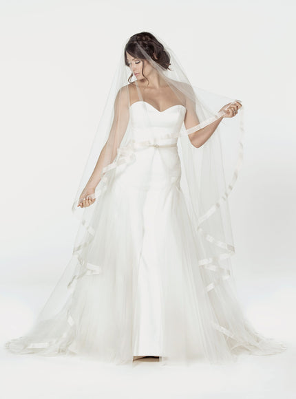 Elana Striped Ribbon Chapel Veil
