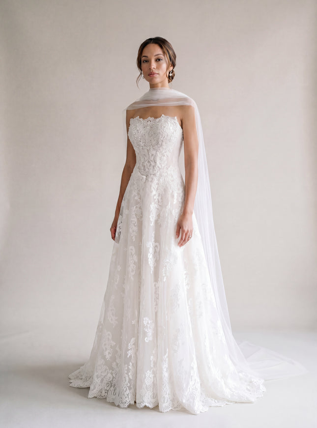 Ellie Belle Elizabeth Beaded Lace A-Line Wedding Gown
