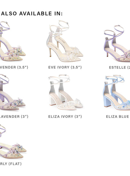 Bella Belle Eliza Lavender Butterfly Block Heels