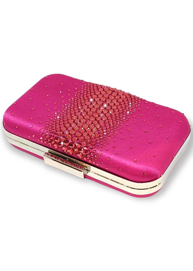 Ariel Taub Ella Hot Pink Crystal Clutch