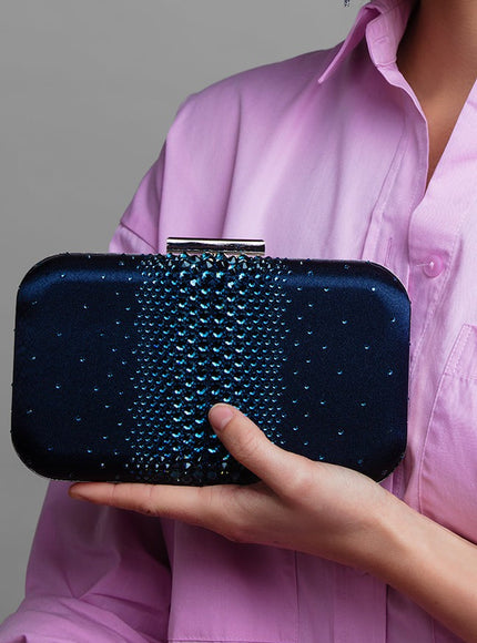 Ella Navy Crystal Clutch