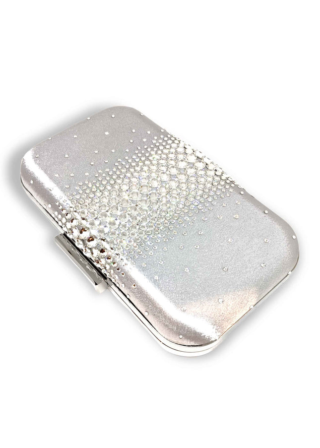 Ariel Taub Ella Silver Crystal Clutch