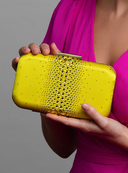 Ella Yellow Crystal Clutch