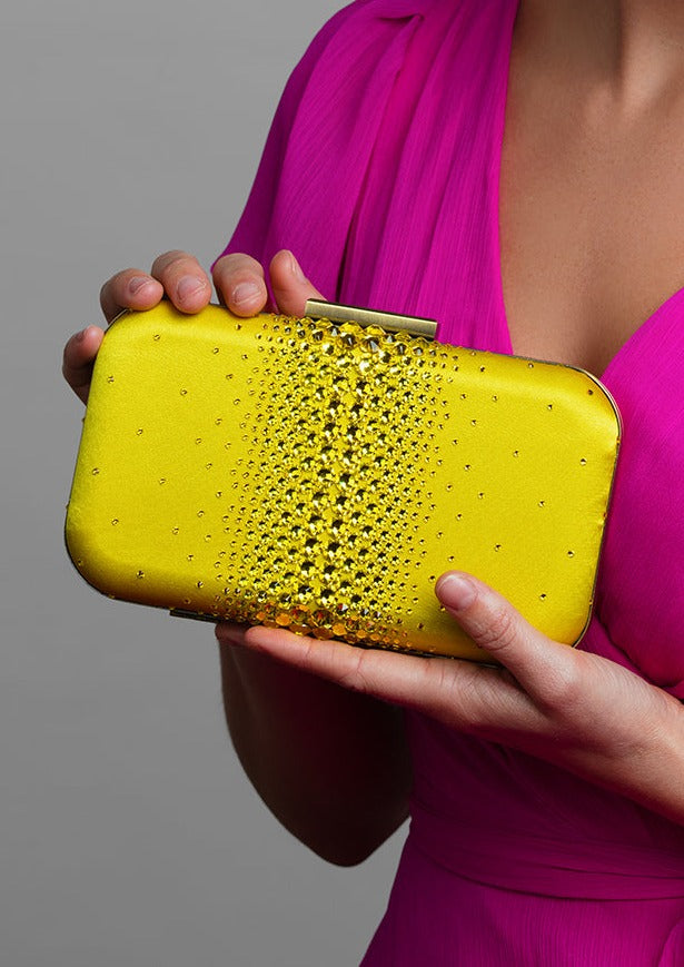 Ariel Taub Ella Yellow Crystal Clutch