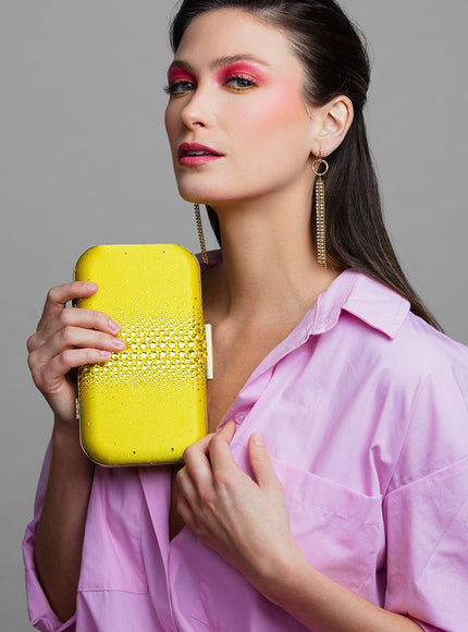 Ella Yellow Crystal Clutch