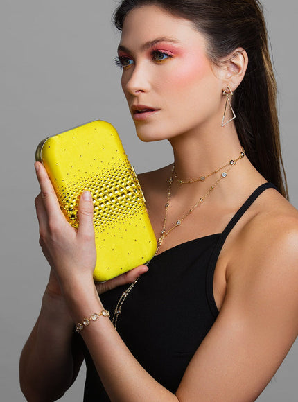 Ella Yellow Crystal Clutch
