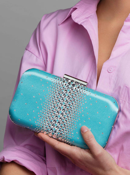 Ella Aqua Crystal Clutch
