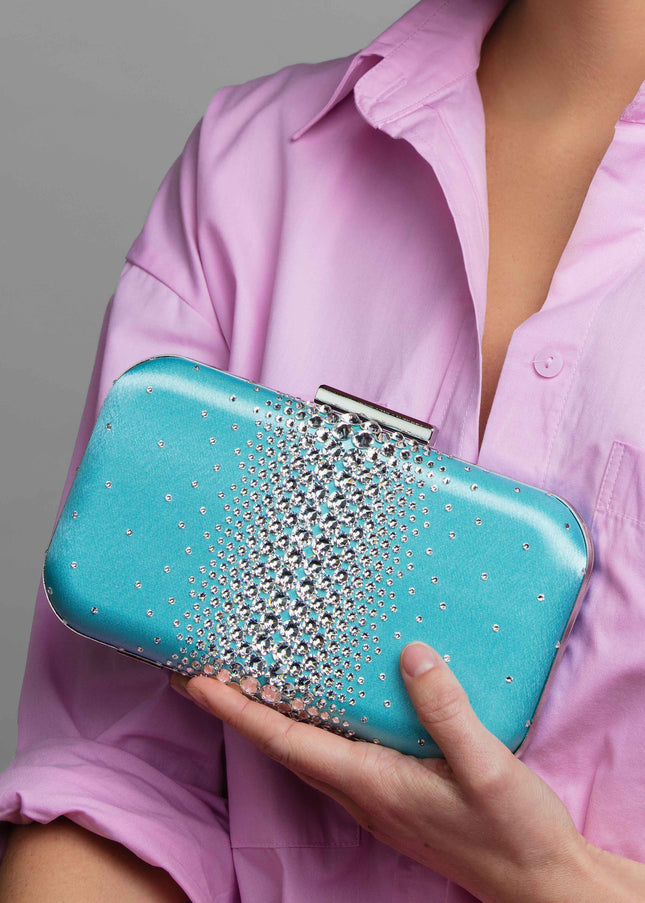 Ella Aqua Crystal Clutch