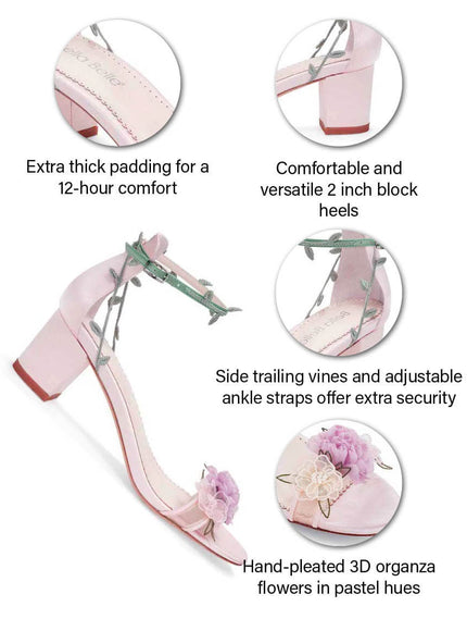 Bella Belle Ella Blush Floral Block Heel Sandals