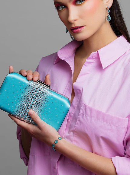Ella Aqua Crystal Clutch