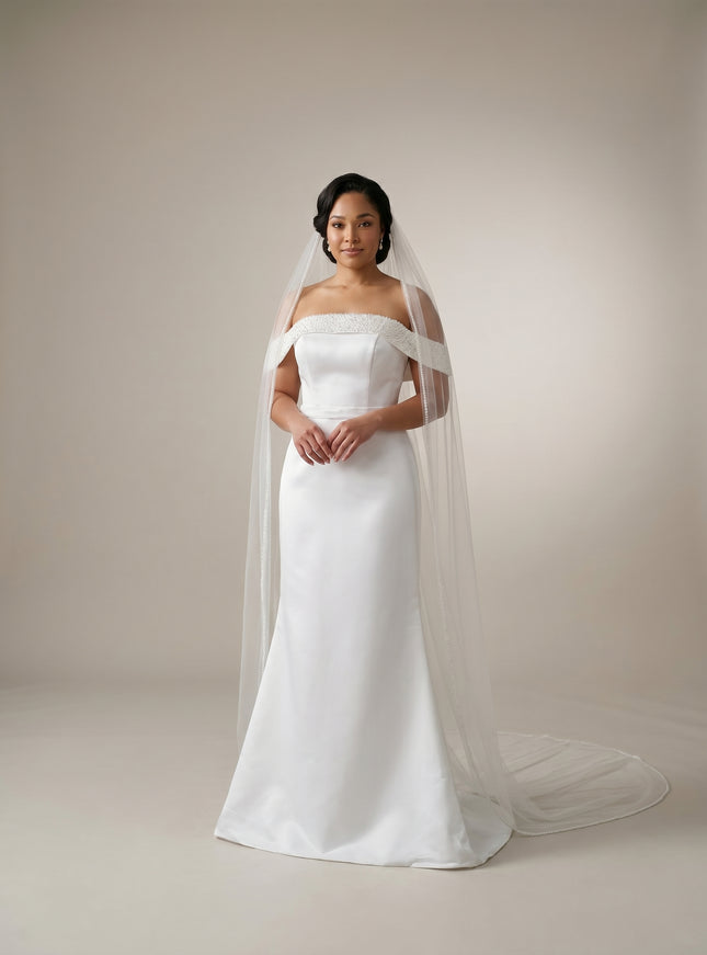 Ellie Belle Sienna Pearl Off-Shoulder Wedding Gown
