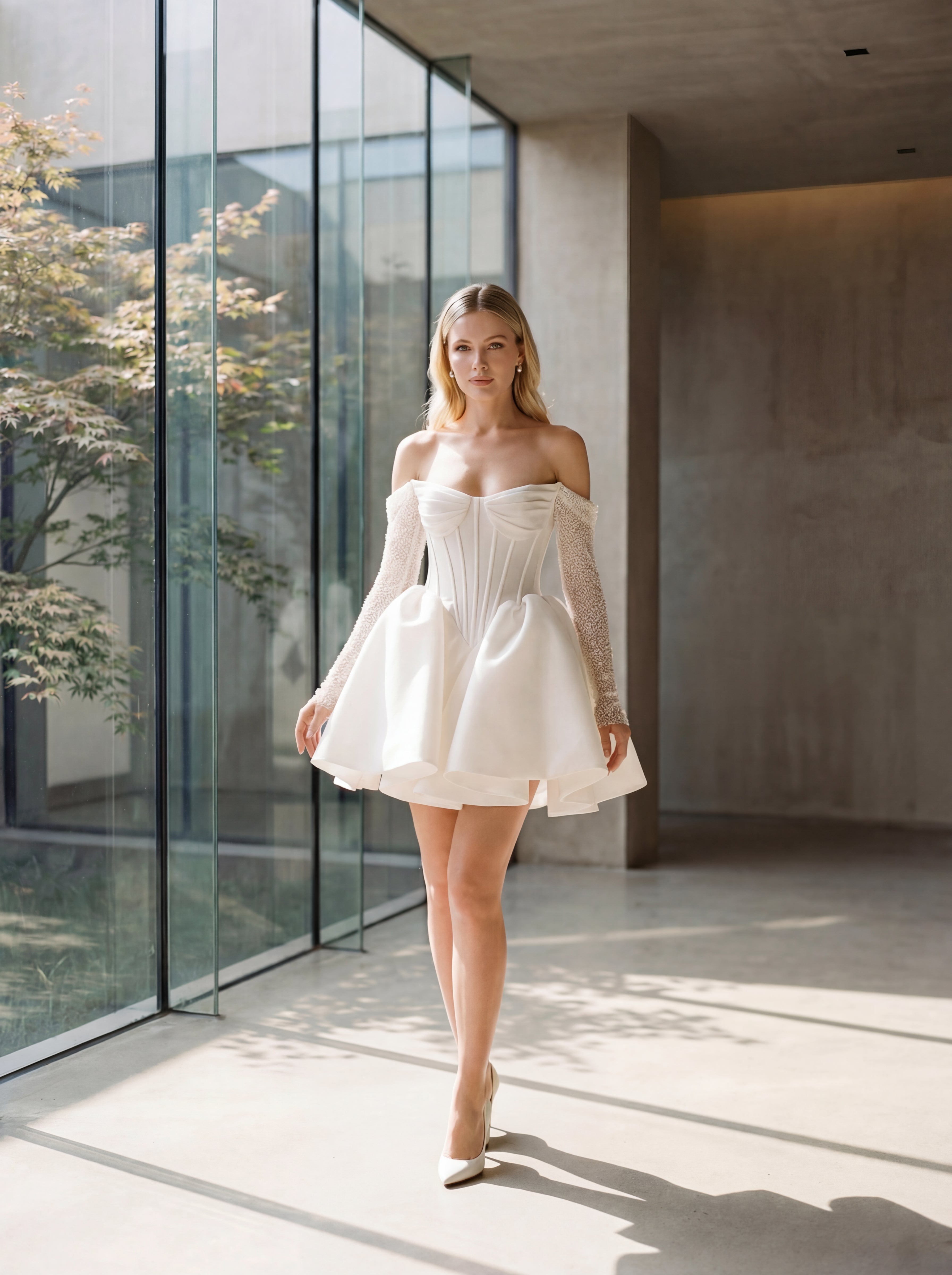 Ellie Belle Kelly Corset Mini Bridal Dress, US 28