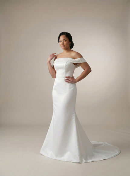 Ellie Belle Sienna Pearl Off-Shoulder Wedding Gown
