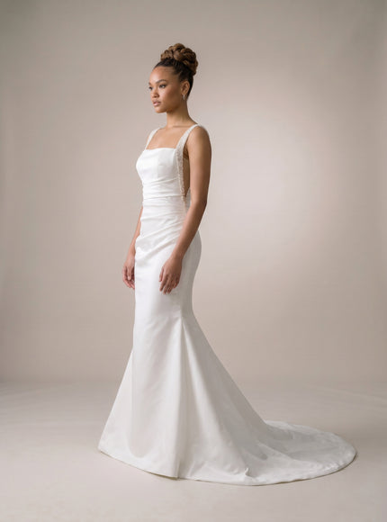 Ellie Belle Solene Satin Sheath Wedding Gown