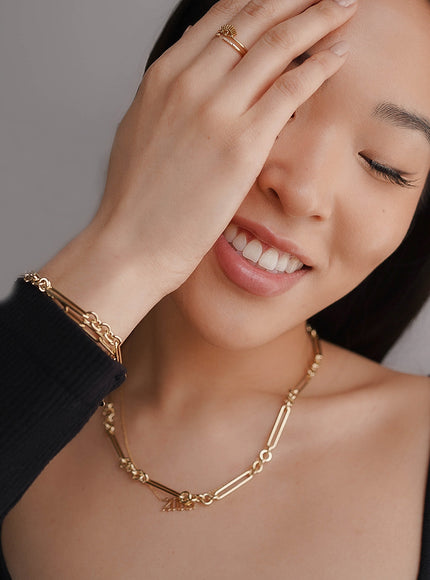 Zoe Lev 14K Gold Elongated Paper Clip Chain Bracelet