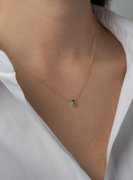 Zoe Lev Emerald Cut Emerald Necklace