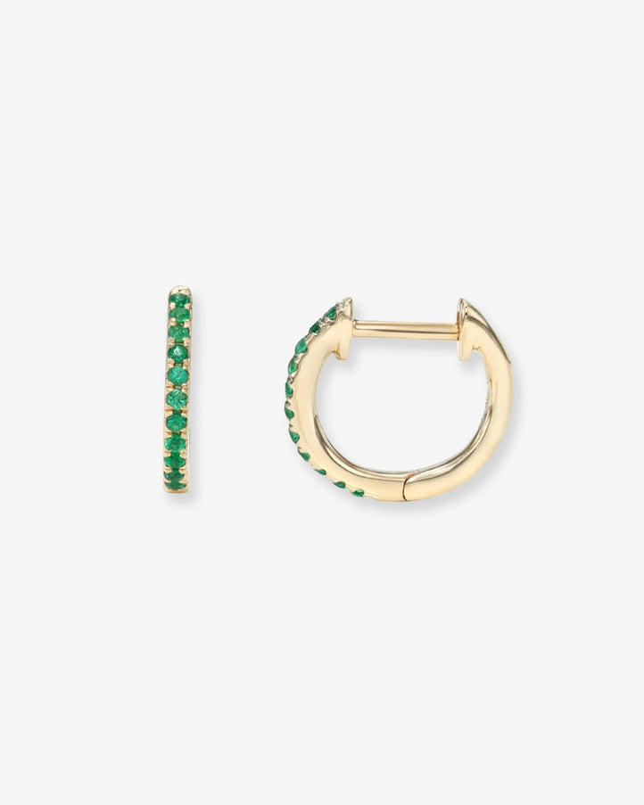 Zoe Lev Emerald Huggie Earrings