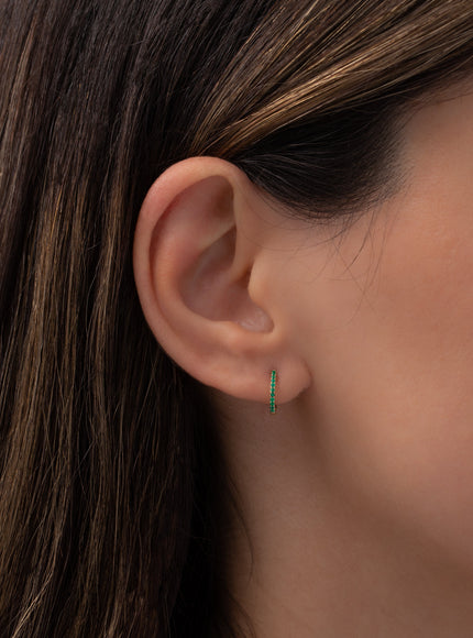 Zoe Lev Emerald Huggie Earrings
