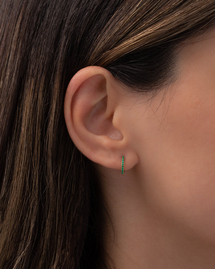Zoe Lev Emerald Huggie Earrings