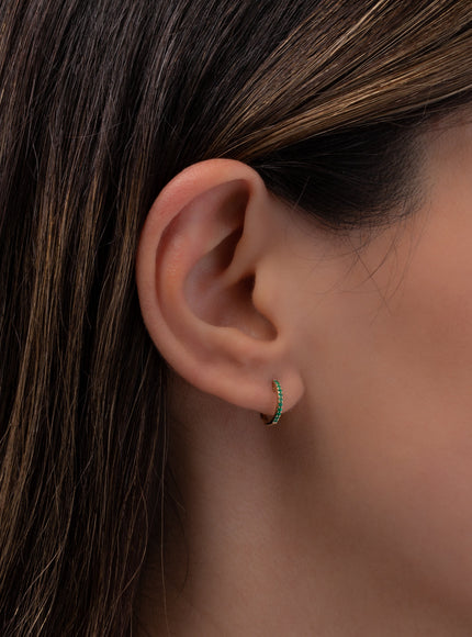 Zoe Lev Emerald Huggie Earrings
