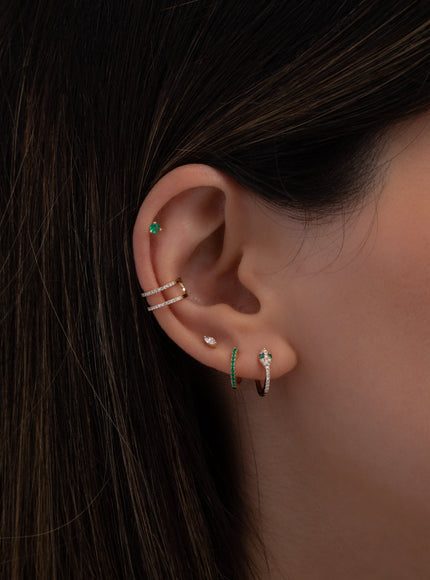 Zoe Lev Emerald Huggie Earrings