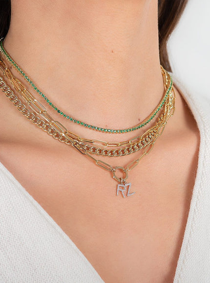 Zoe Lev 14K Gold Large Paper Clip Chain with Diamond Enhancer Necklace