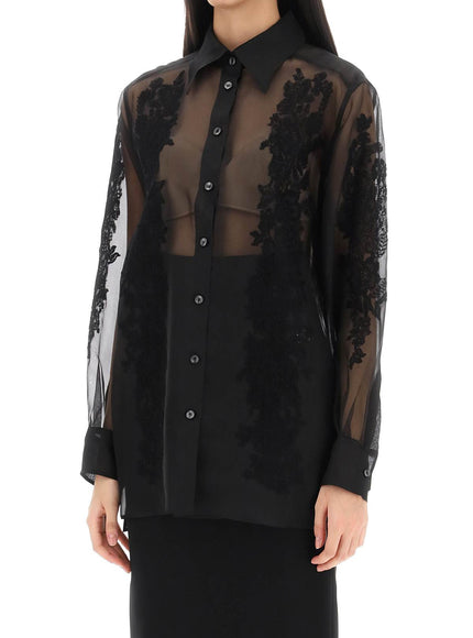 Dolce & Gabbana organza shirt with lace inserts