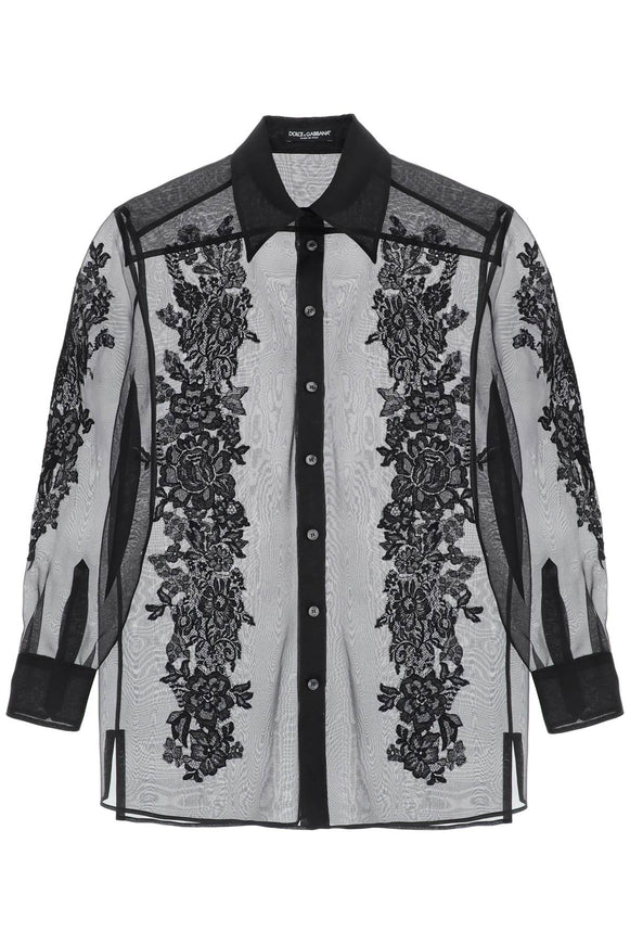 Dolce & Gabbana organza shirt with lace inserts