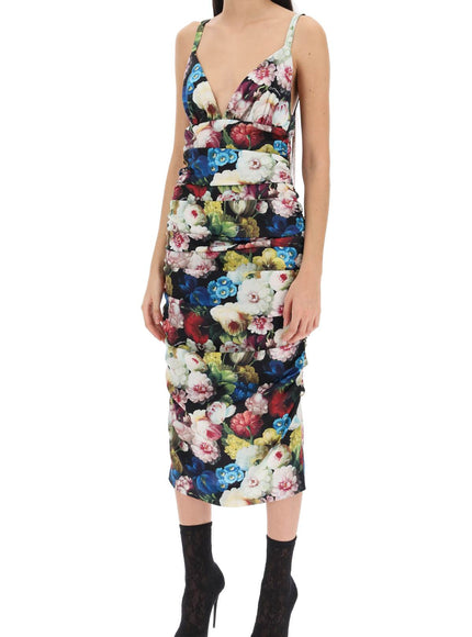 Dolce & Gabbana nocturnal flower draped midi dress