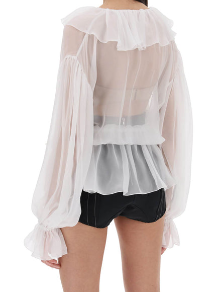 Dolce & Gabbana silk chiffon blouse with ruffles.