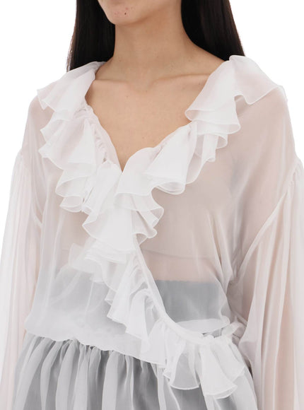 Dolce & Gabbana silk chiffon blouse with ruffles.