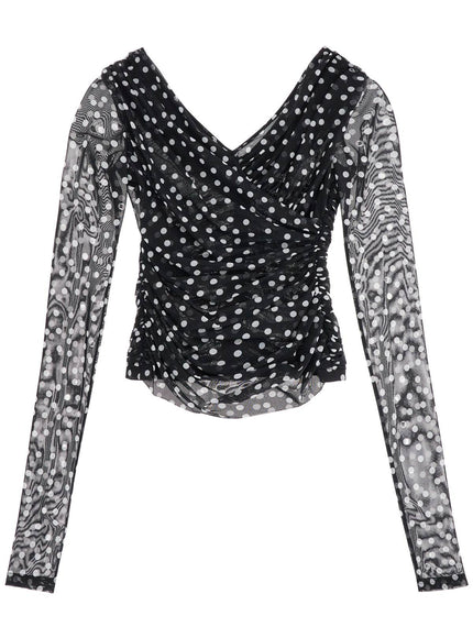 Dolce & Gabbana polka dot draped top with