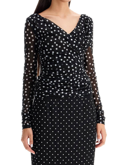 Dolce & Gabbana polka dot draped top with