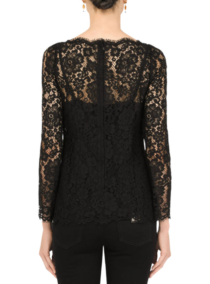 Dolce & Gabbana Lace Trim Long Sleeves Top