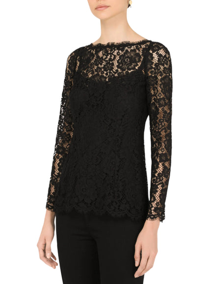 Dolce & Gabbana Lace Trim Long Sleeves Top