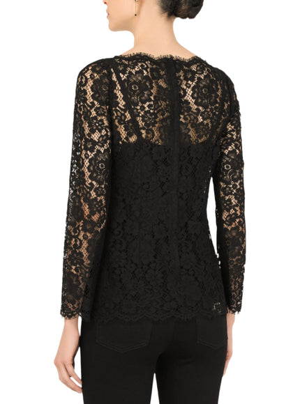 Dolce & Gabbana Lace Trim Long Sleeves Top