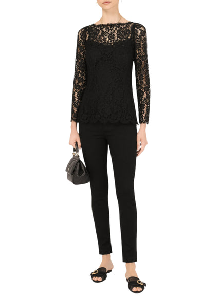 Dolce & Gabbana Lace Trim Long Sleeves Top